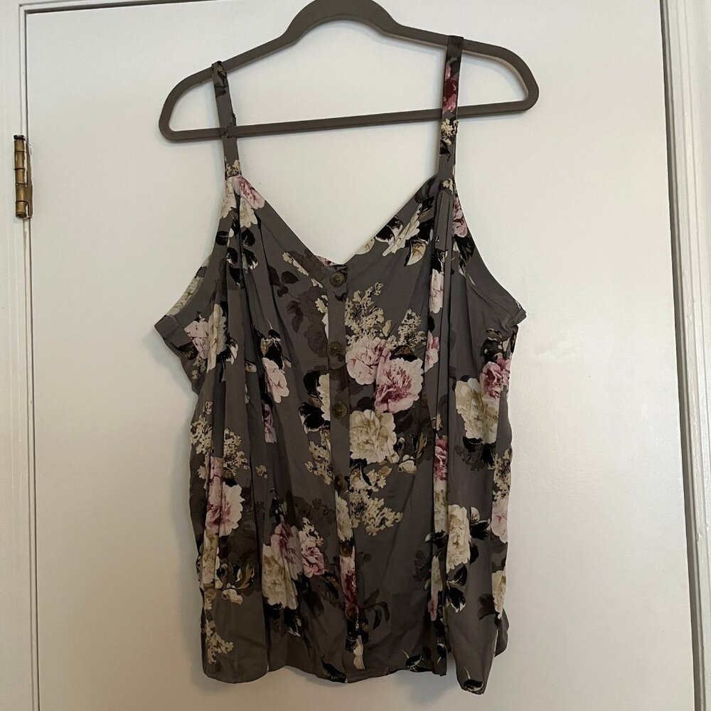 Torrid Size 4 Grey Florals Tank Top